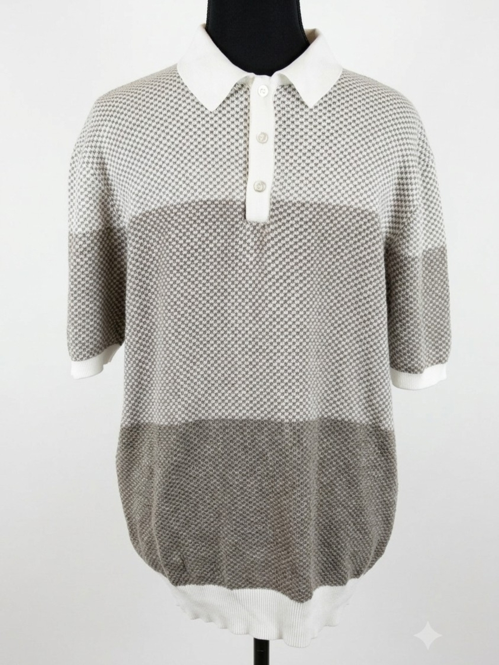 Denim & Flower Light Gray Polo with White Trim